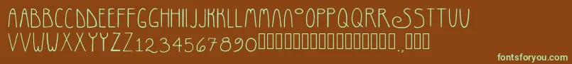 フォントRosemaryRegular – 緑色の文字が茶色の背景にあります。
