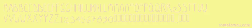 RosemaryRegular-fontti – vaaleanpunaiset fontit keltaisella taustalla