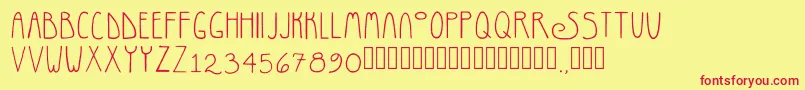 フォントRosemaryRegular – 赤い文字の黄色い背景