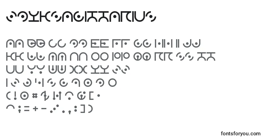 A fonte ZdykSagittarius – alfabeto, números, caracteres especiais