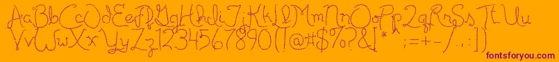 Czcionka Publicitebasic – fioletowe czcionki na pomarańczowym tle