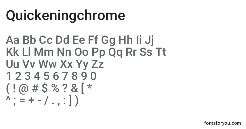 Schriftart Quickeningchrome – Alphabet, Zahlen, spezielle Symbole