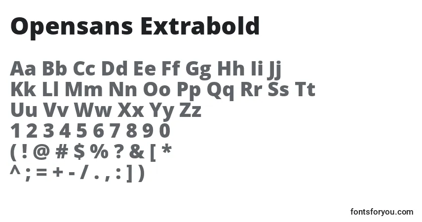Opensans Extrabold-fontti – aakkoset, numerot, erikoismerkit