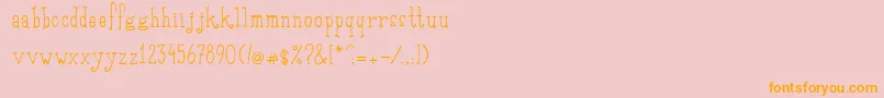 フォントSaditekinscriptRegular – オレンジの文字がピンクの背景にあります。