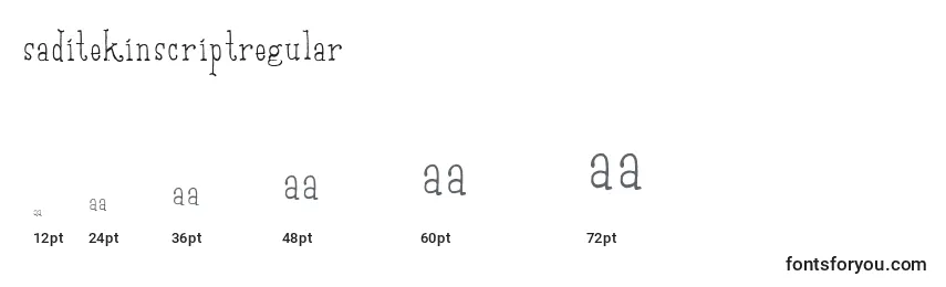 SaditekinscriptRegular Font Sizes