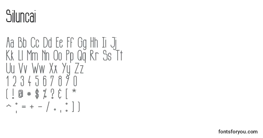 Schriftart Siluncai – Alphabet, Zahlen, spezielle Symbole