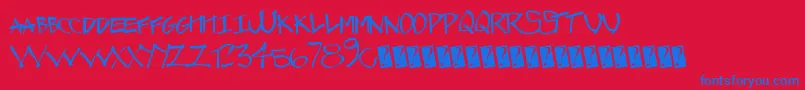 Graffcaps Font – Blue Fonts on Red Background