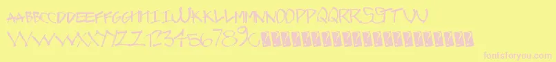 Graffcaps-fontti – vaaleanpunaiset fontit keltaisella taustalla