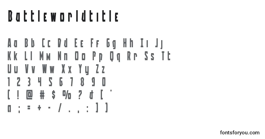 Czcionka Battleworldtitle – alfabet, cyfry, specjalne znaki