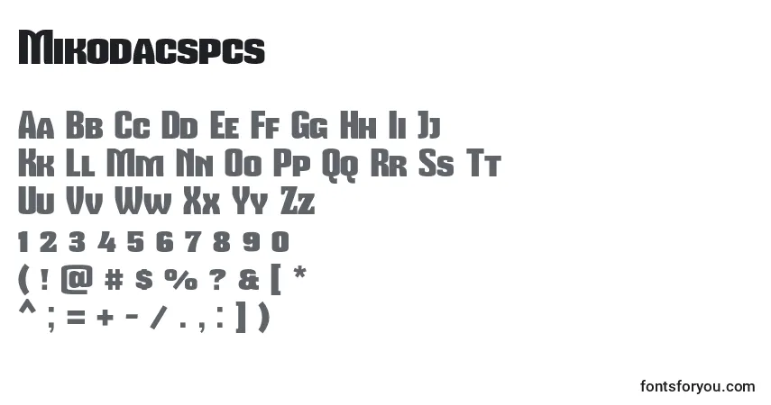 Schriftart Mikodacspcs – Alphabet, Zahlen, spezielle Symbole