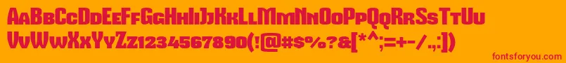 フォントMikodacspcs – オレンジの背景に赤い文字