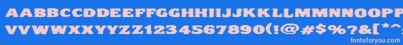 フォントVtcnightofthedrippylowcaps – ピンクの文字、青い背景
