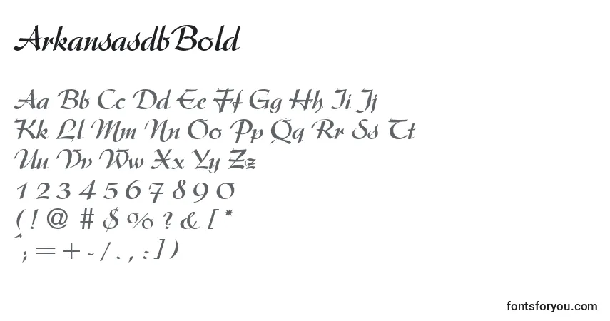 Шрифт ArkansasdbBold – алфавит, цифры, специальные символы