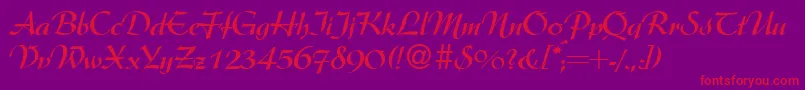 ArkansasdbBold-Schriftart – Rote Schriften auf violettem Hintergrund