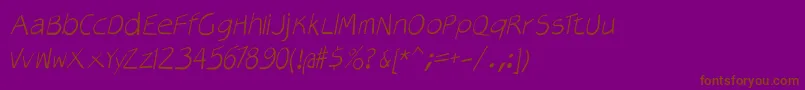 Czcionka Veryoblique – brązowe czcionki na fioletowym tle