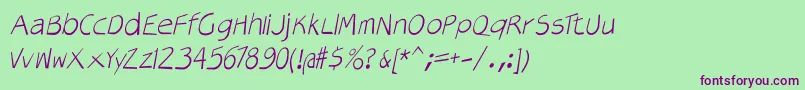 Veryoblique Font – Purple Fonts on Green Background