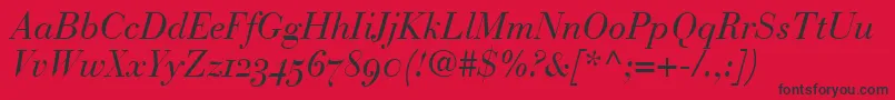 Fonte BodoniRecutOldstyleSsiNormal – fontes pretas em um fundo vermelho
