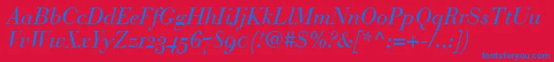 BodoniRecutOldstyleSsiNormal Font – Blue Fonts on Red Background