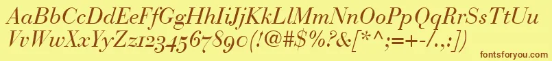 BodoniRecutOldstyleSsiNormal Font – Brown Fonts on Yellow Background