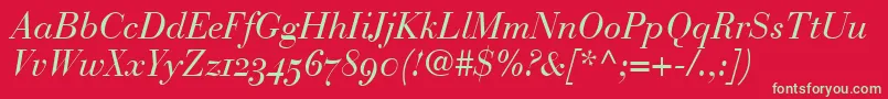 BodoniRecutOldstyleSsiNormal Font – Green Fonts on Red Background