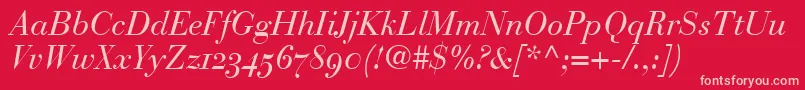 フォントBodoniRecutOldstyleSsiNormal – 赤い背景にピンクのフォント