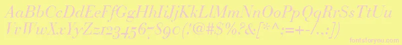 BodoniRecutOldstyleSsiNormal Font – Pink Fonts on Yellow Background