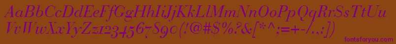 BodoniRecutOldstyleSsiNormal Font – Purple Fonts on Brown Background