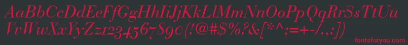 BodoniRecutOldstyleSsiNormal-Schriftart – Rote Schriften auf schwarzem Hintergrund