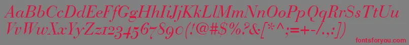 BodoniRecutOldstyleSsiNormal Font – Red Fonts on Gray Background