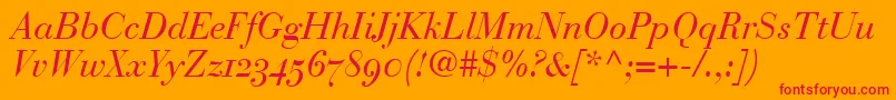 フォントBodoniRecutOldstyleSsiNormal – オレンジの背景に赤い文字
