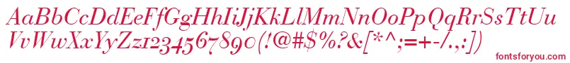 BodoniRecutOldstyleSsiNormal Font – Red Fonts on White Background