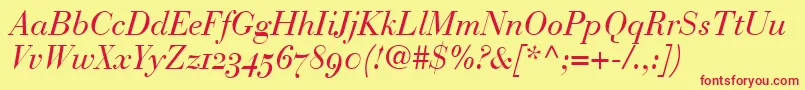 BodoniRecutOldstyleSsiNormal Font – Red Fonts on Yellow Background