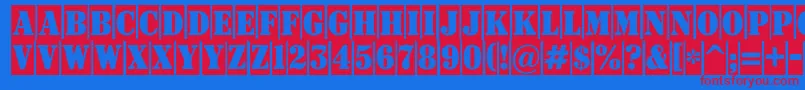 ASignboardtitulnrcm-Schriftart – Rote Schriften auf blauem Hintergrund