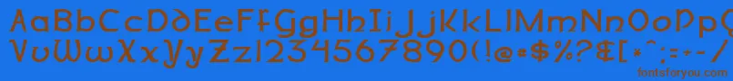 フォントDalelandsNormal – 茶色の文字が青い背景にあります。