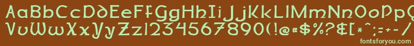 フォントDalelandsNormal – 緑色の文字が茶色の背景にあります。