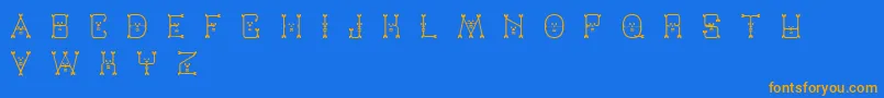 Varmint-Schriftart – Orangefarbene Schriften auf blauem Hintergrund