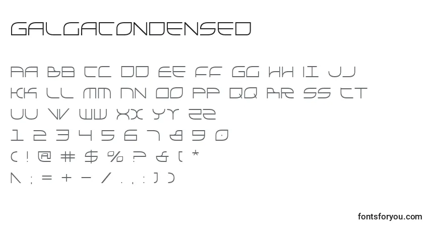 Шрифт GalgaCondensed – алфавит, цифры, специальные символы