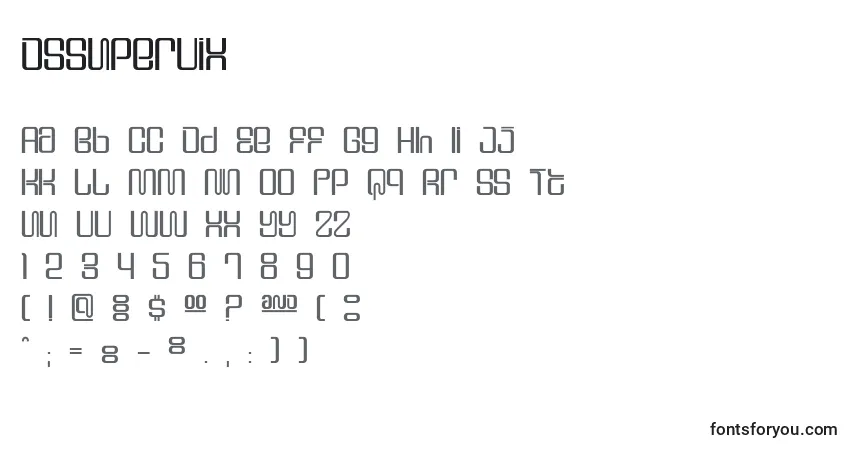 Dssupervix font – alphabet, numbers, special characters