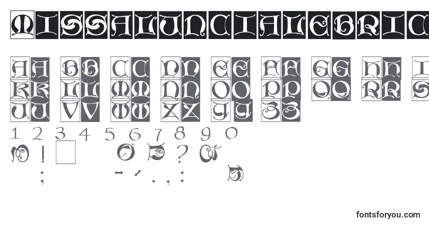 Missaluncialebricks-fontti – aakkoset, numerot, erikoismerkit