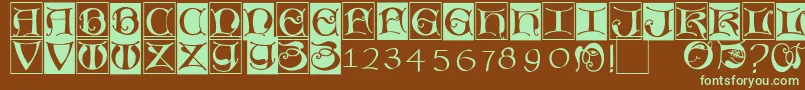 Шрифт Missaluncialebricks – зелёные шрифты на коричневом фоне