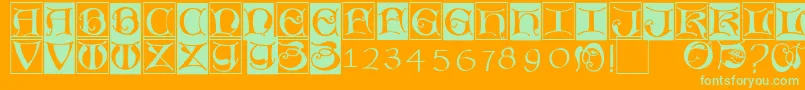 Missaluncialebricks Font – Green Fonts on Orange Background