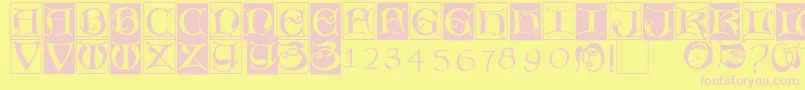 Missaluncialebricks-fontti – vaaleanpunaiset fontit keltaisella taustalla