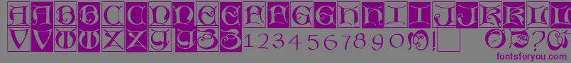 Missaluncialebricks-Schriftart – Violette Schriften auf grauem Hintergrund