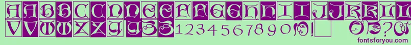 Missaluncialebricks Font – Purple Fonts on Green Background