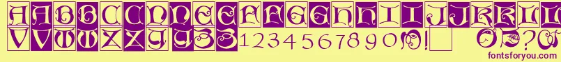 Missaluncialebricks Font – Purple Fonts on Yellow Background