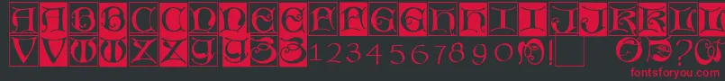 Czcionka Missaluncialebricks – czerwone czcionki na czarnym tle