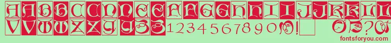 Missaluncialebricks Font – Red Fonts on Green Background