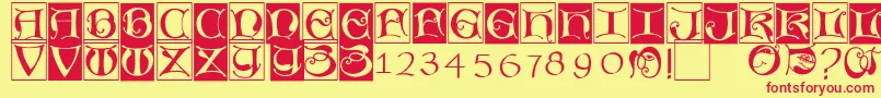 Missaluncialebricks Font – Red Fonts on Yellow Background