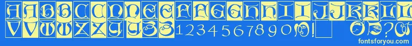 Missaluncialebricks Font – Yellow Fonts on Blue Background