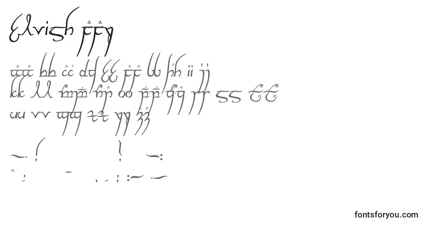 Schriftart Elvish ffy – Alphabet, Zahlen, spezielle Symbole
